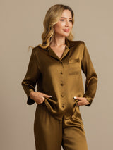 [Ruskea] SilkSilky-FI Long Sleeve Notkokaulus Naisten Pyjamat 005