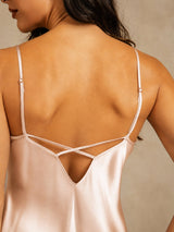 [Pinkki] SilkSilky-FI Spaghetti Strap V Neck Yöpaita 005