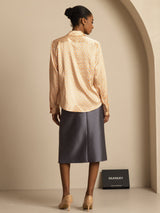 [Kukka] SilkSilky-FI Long Sleeve Lapel Collar Naisten paita 002