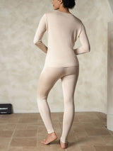 [Tan] SilkSilky-FI Long Sleeve Round Neck Naisten Pitkät Alusvaatteet 002