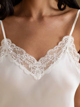 [Valkoinen] SilkSilky-FI Spaghetti Strap V Neck Camisole Top 004