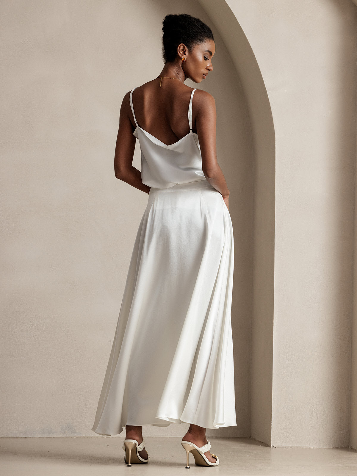 [Valkoinen] SilkSilky-FI 19Momme Skirt 002