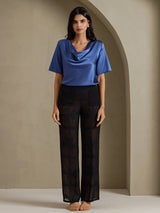 [Aito Petrooli] SilkSilky-FI Short Sleeve Cowl Neck Naisten Puserot 007