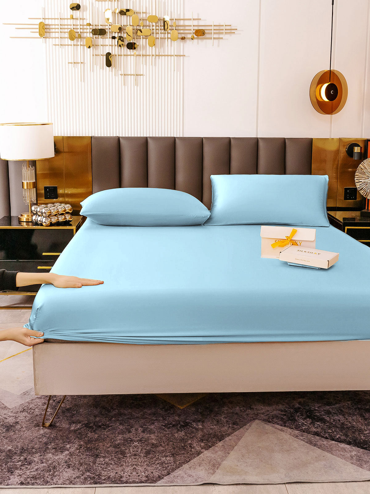 [Vaaleansininen] SilkSilky-FI 19Momme Bedding Set 006