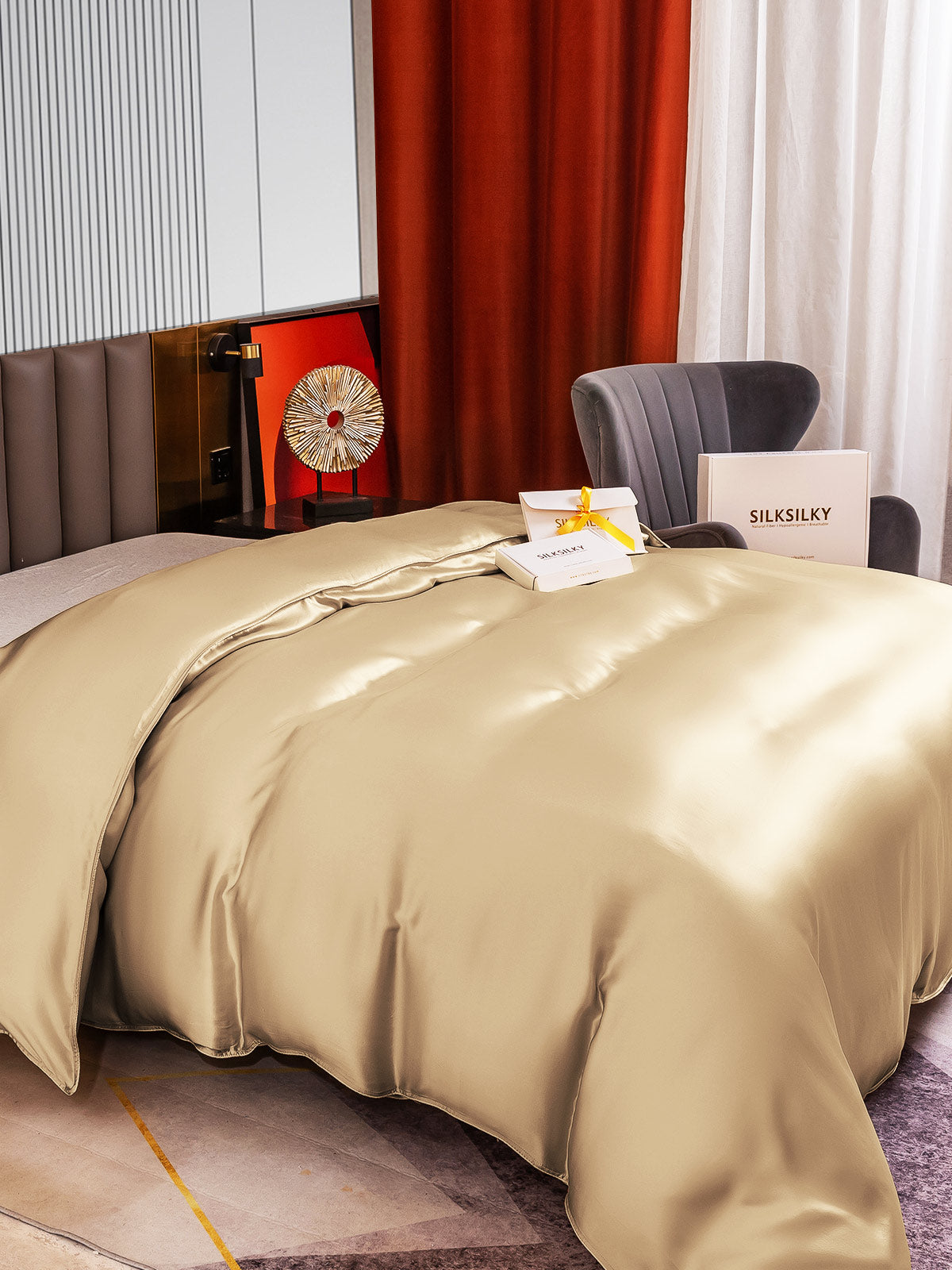 [Beige] SilkSilky-FI 22Momme Duvet Cover 002