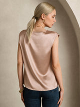 [Toscana] SilkSilky-FI Cap Sleeve Round Neck Naisten T-paita 002
