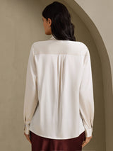 [Vaalean Harmaa] SilkSilky-FI Long Sleeve Tie Neck Naisten Puserot 002