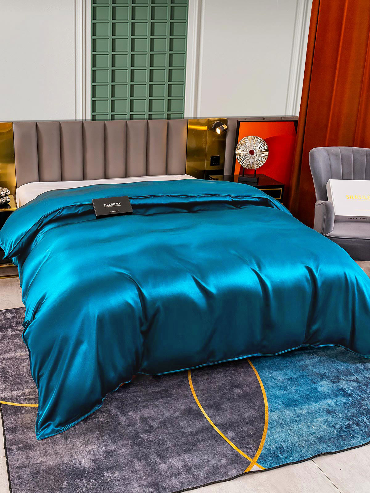[Sinivihreä] SilkSilky-FI 25Momme Duvet Cover 003