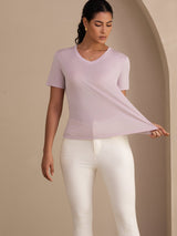 [Laventeli] SilkSilky-FI Short Sleeve V Neck Naisten T-paita 005