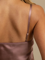 [Vaalean Mauve] SilkSilky-FI Spaghetti Strap V Neck Yöpaita 006