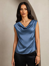 [Aito Petrooli] SilkSilky-FI Cap Sleeve Cowl Neck Naisten T-paita 003