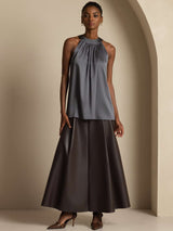 [Tumman Harmaa] SilkSilky-FI Sleeveless Halterneck Naisten T-paita 005