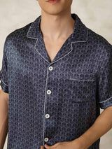 [Laivasto Ginkgo] SilkSilky-FI Short Sleeve Notkokaulus Miesten Pyjamat 007