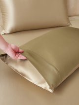 [Beige+Khaki] SilkSilky-FI 19Momme Vuodevaatteet Setti 003