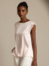 [Pinkki] SilkSilky-FI Cap Sleeve Round Neck Naisten T-paita 003