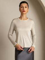 [Harmaa] SilkSilky-FI Long Sleeve Crew Neck Naisten T-paita 006