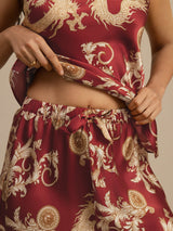 [Viininpunainen Lohikäärme] SilkSilky-FI Spagettihihna V Neck Camisole Setti 006