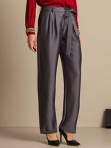 [Harmaa] SilkSilky-FI 32Momme Silk-Wool Blend Womens Pants 003