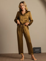 [Ruskea] SilkSilky-FI Long Sleeve Notkokaulus Naisten Pyjamat 003