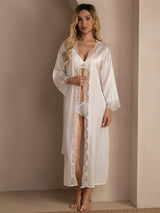 [Valkoinen] SilkSilky-FI 3/4 Sleeve Womens Robe 007