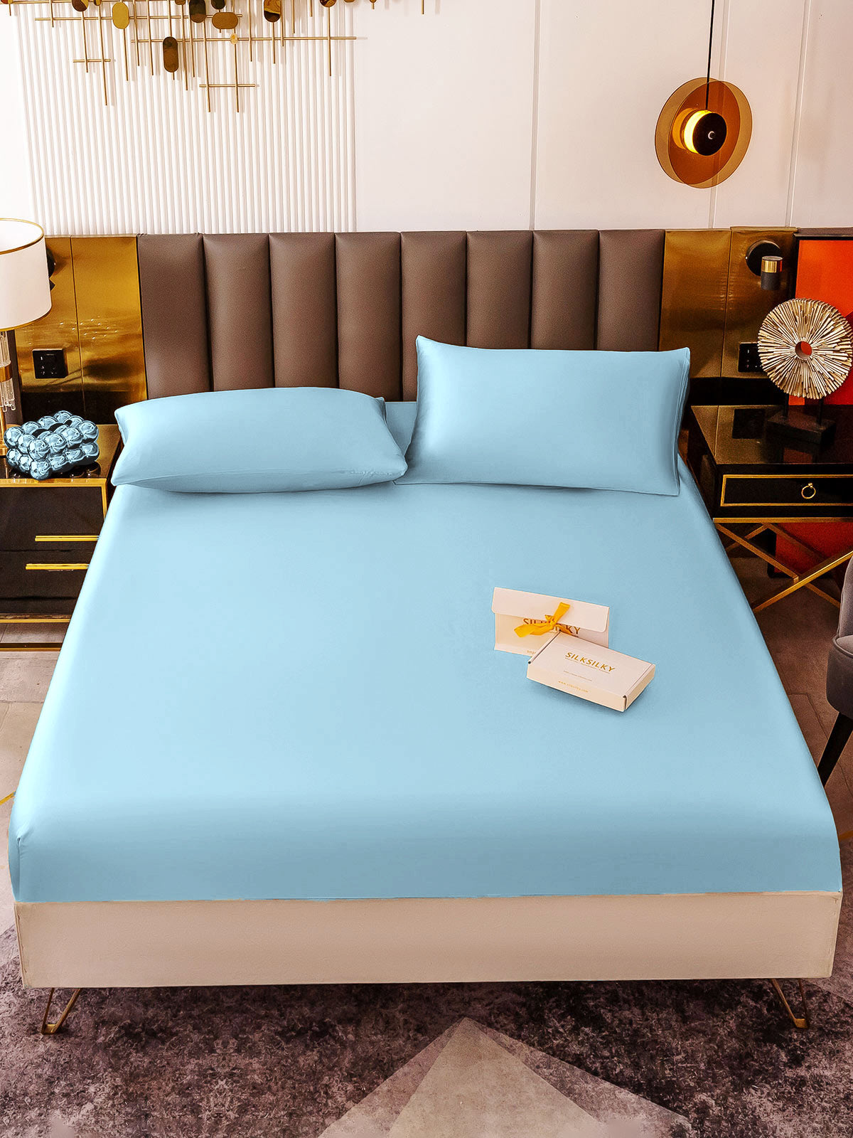 [Vaaleansininen] SilkSilky-FI 19Momme Bedding Set 002