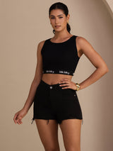 [Musta] SilkSilky-FI Sleeveless Crew Neck Camisole Top 007