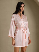 [Vaalea Pinkki] SilkSilky-FI 3/4 Sleeve Naisten Aamutakki 003