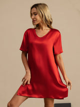 [Viini] SilkSilky-FI Half Sleeve V Neck Yöpaita 003