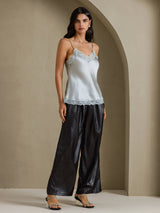 [Harmaansininen] SilkSilky-FI Spaghetti Strap V Neck Camisole Top 007
