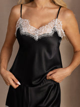 [Musta] SilkSilky-FI Spaghetti Strap V Neck Camisole Setti 004