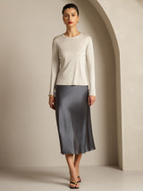 [Harmaa] SilkSilky-FI Long Sleeve Crew Neck Naisten T-paita 007