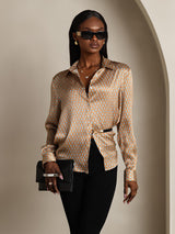 [Kukka] SilkSilky-FI Long Sleeve Lapel Collar Naisten paita 006