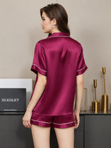 [Fuksia] SilkSilky-FI Short Sleeve Notkokaulus Naisten Pyjamat 002