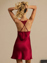 [Viini] SilkSilky-FI Spaghetti Strap Deep V Neck Yöpaita 002