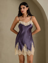 [Purppuranharmaa] SilkSilky-FI Spaghetti Strap V Neck Yöpaita 008