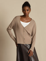 [Tan] SilkSilky-FI Long Sleeve Naisten Cardigan 001