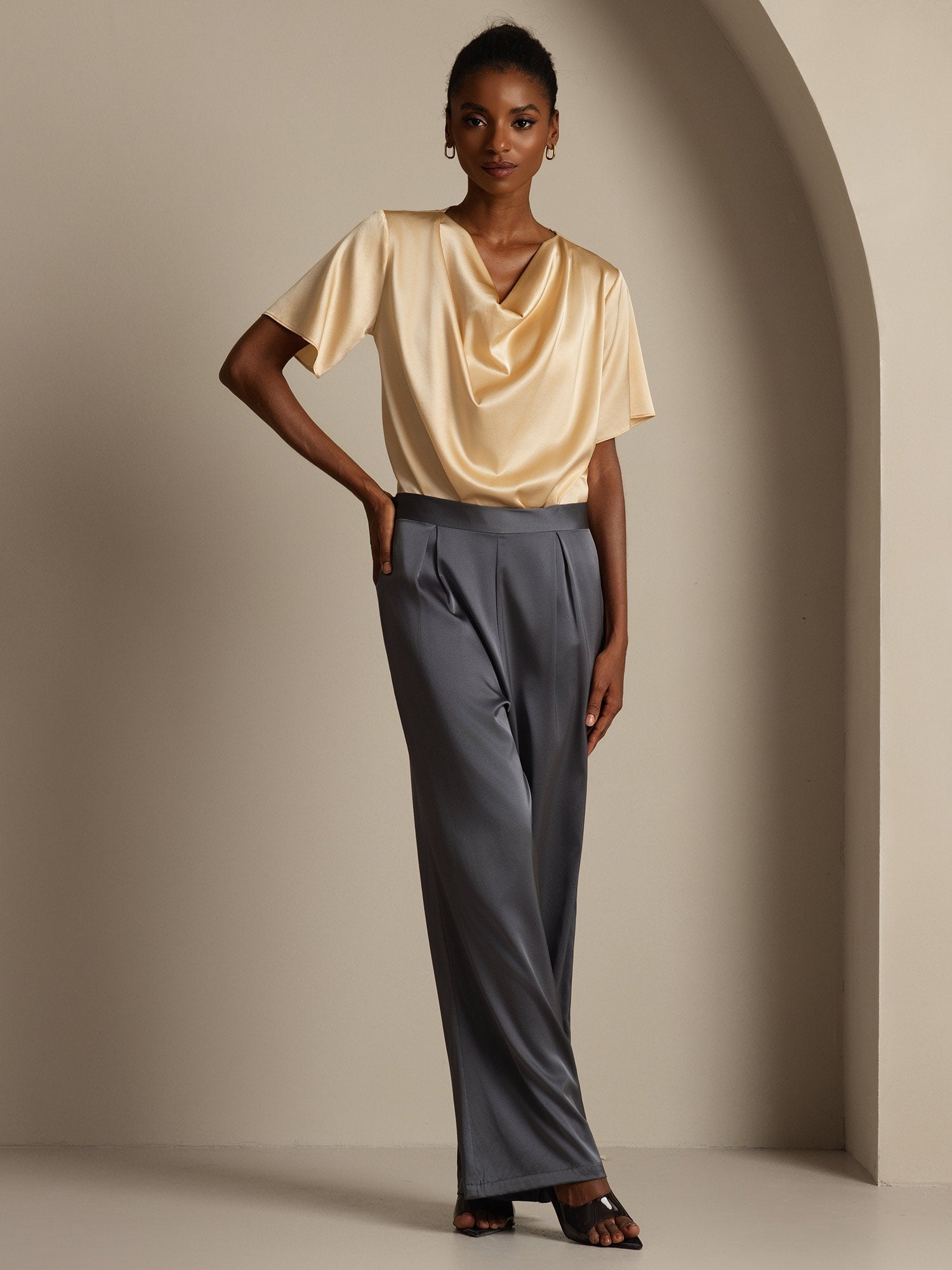 [Tumman Harmaa] SilkSilky-FI 19Momme Womens Pants 007,