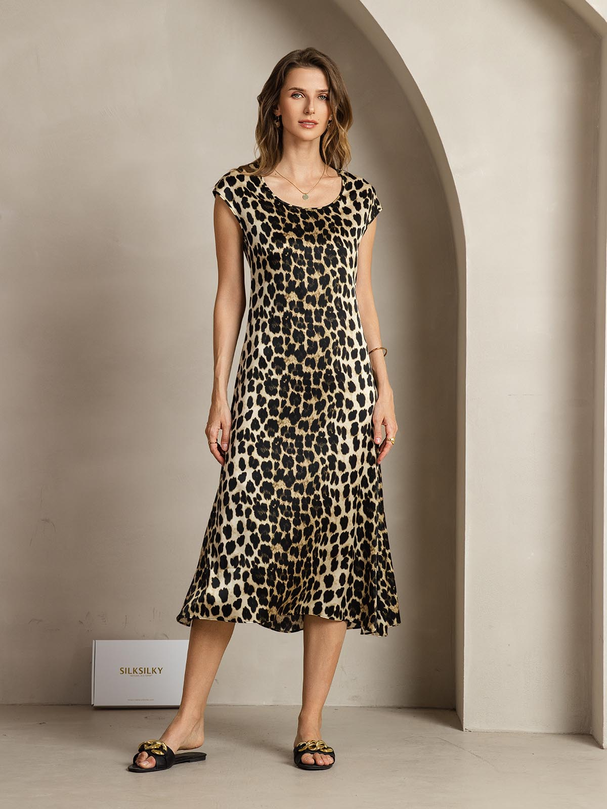 [Leopardi] SilkSilky-FI 19Momme Dress 003