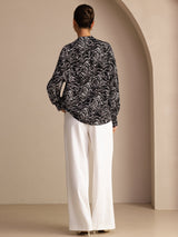 [Musta Aalto] SilkSilky-FI Long Sleeve Lapel Collar Naisten paita 002