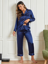 [Tummansininen] SilkSilky-FI Womens Pajamas 002
