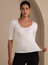 [Valkoinen] SilkSilky-FI Half Sleeve Naisten T-paita 005