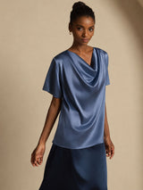[Aito Petrooli] SilkSilky-FI Short Sleeve Cowl Neck Naisten Puserot 007