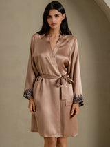[Ruskea] SilkSilky-FI 3/4 Sleeve Naisten Aamutakki 001