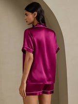 [Fuksia] SilkSilky-FI Short Sleeve Notkokaulus Naisten Pyjamat 002