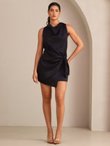 [Musta] SilkSilky-FI Sleeveless Cowl Neck Mekko 001