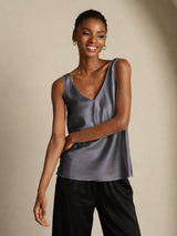 [Tumman Harmaa] SilkSilky-FI Sleeveless V Neck Camisole Top 004