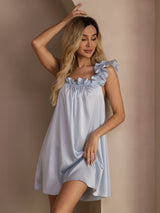 [Harmaansininen] SilkSilky-FI Sleeveless Square Neck Yöpaita 006