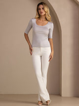 [Vaalean Harmaa] SilkSilky-FI Half Sleeve Naisten T-paita 006