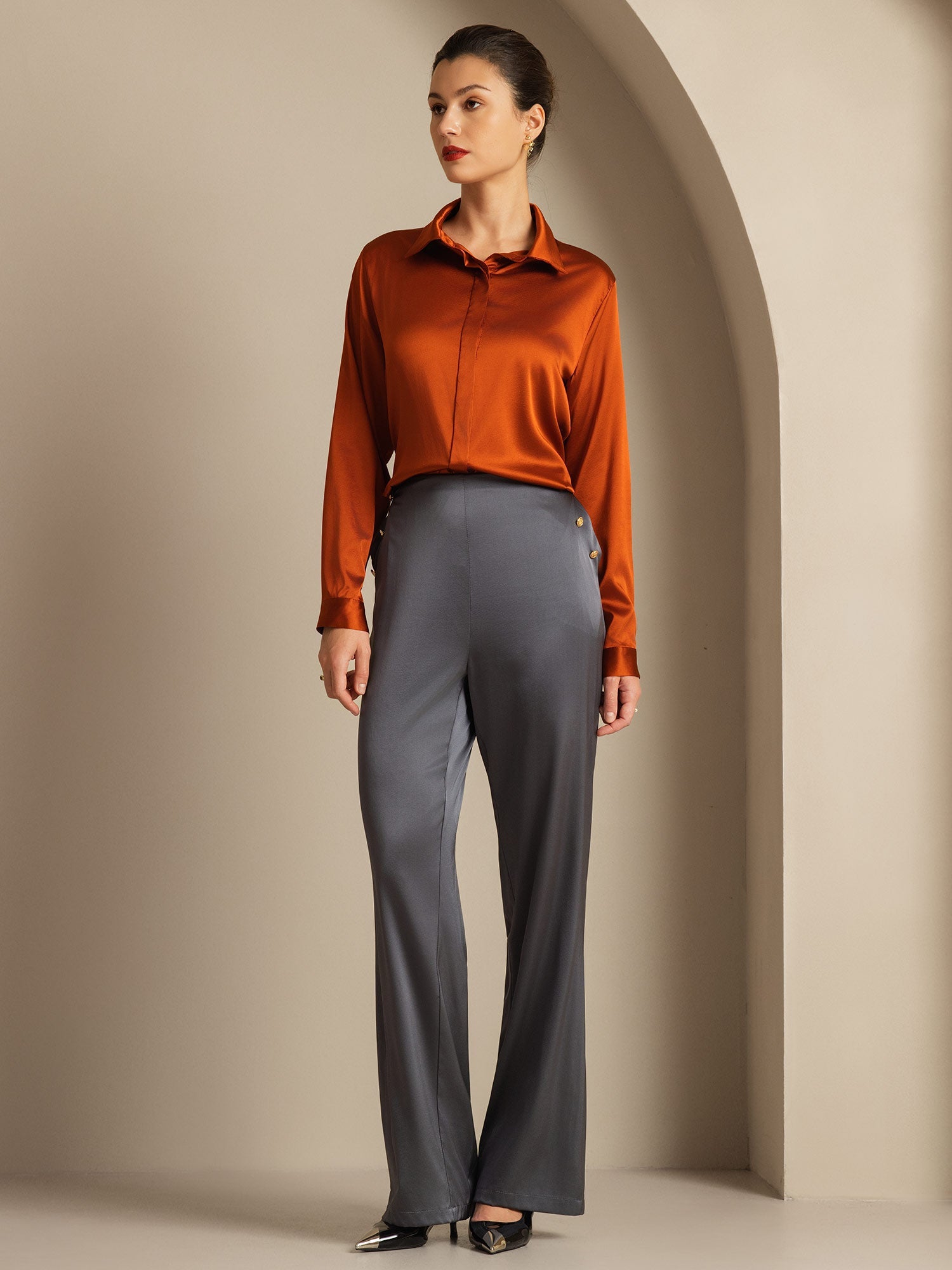 [Tumman Harmaa] SilkSilky-FI 19Momme Womens Pants 007,