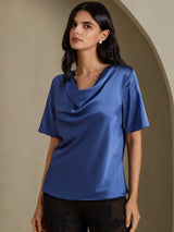 [Aito Petrooli] SilkSilky-FI Short Sleeve Cowl Neck Naisten Puserot 001